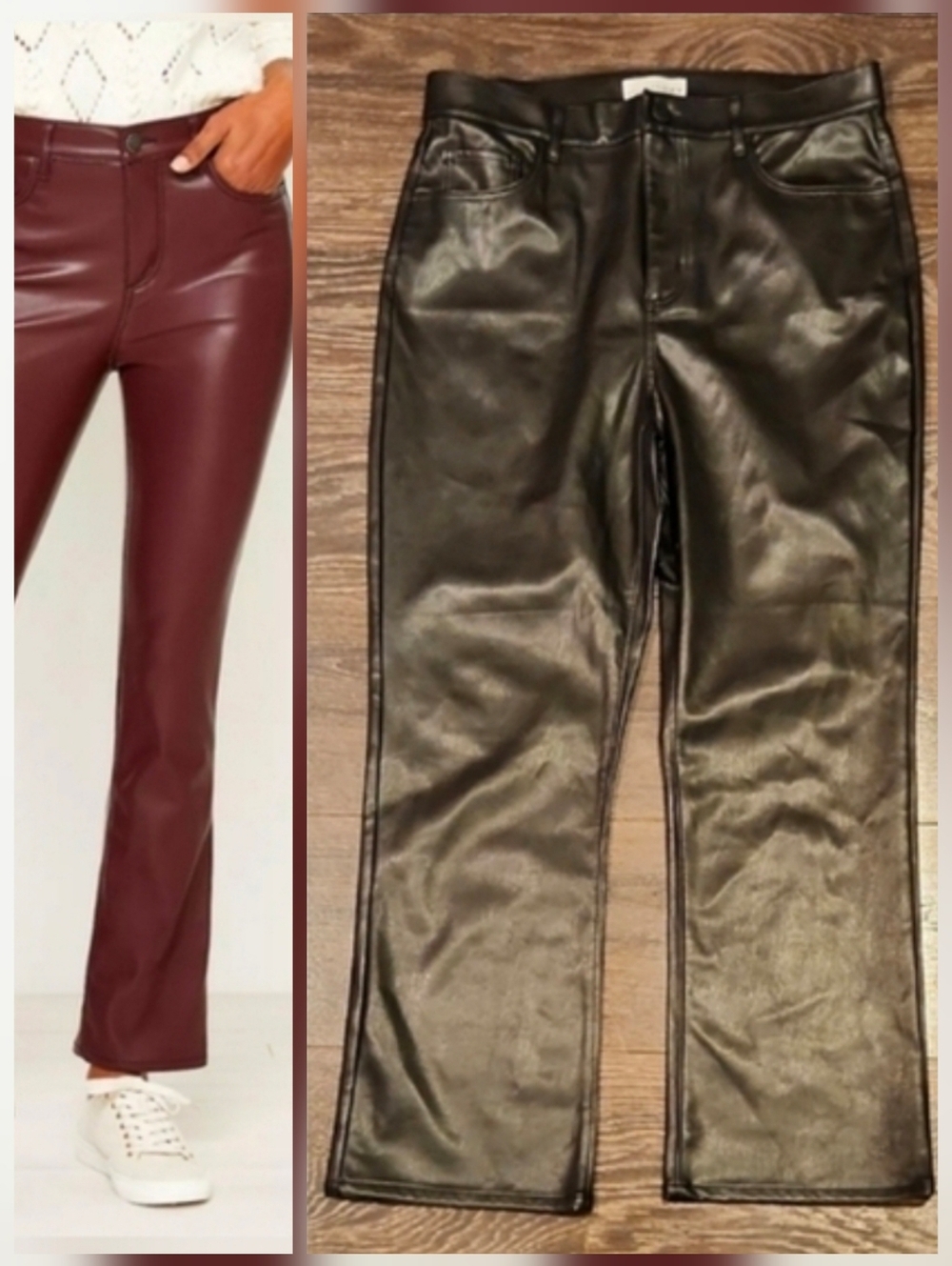 ❤️ LOFT HIGH RISE KICK CROP VEGAN LEATHER PANTS, BLACK, 4 (27)